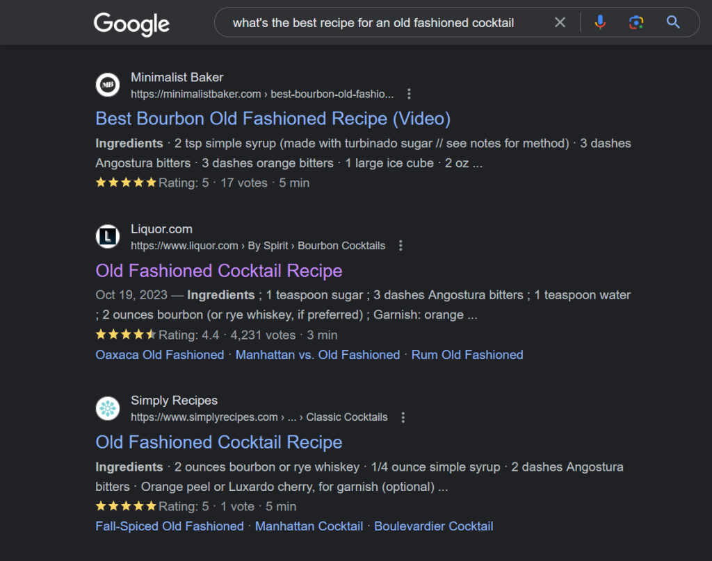 old fashioned cocktail serp