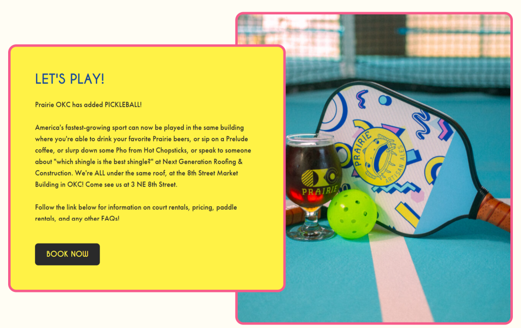 Prairie pickleball landing page