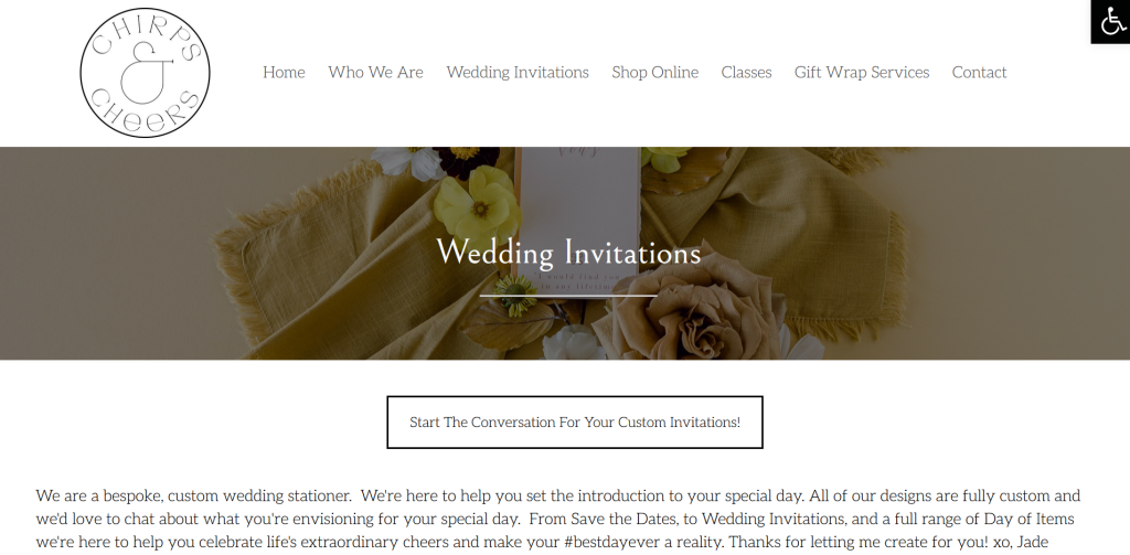 Chirps & Cheers invitation landing page
