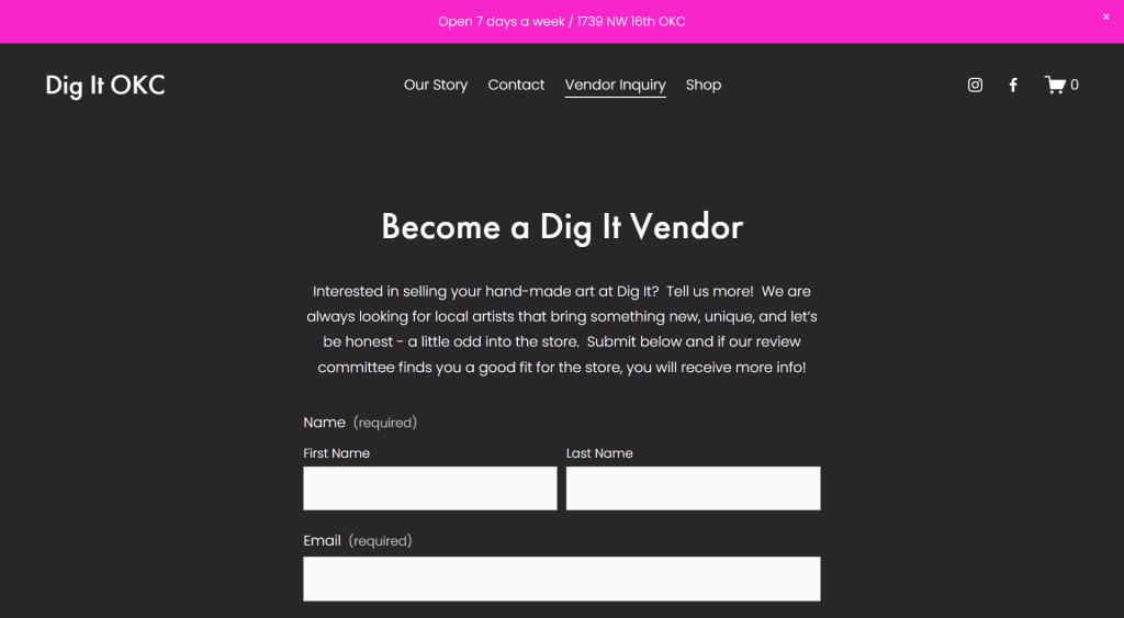 Dig It OKC landing page